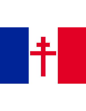 Drapeau France Croix de Lorraine - 15x10cm - Sticker/autocollant