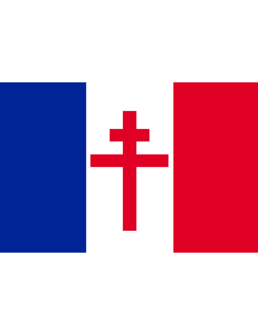 Drapeau France Croix de Lorraine - 15x10cm - Sticker/autocollant
