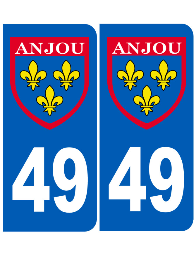 Immatriculation Anjou 49 Maine et Loire - Sticker/autocollant Immatriculation Anjou 49 Maine et Loire - Sticker/autocollant