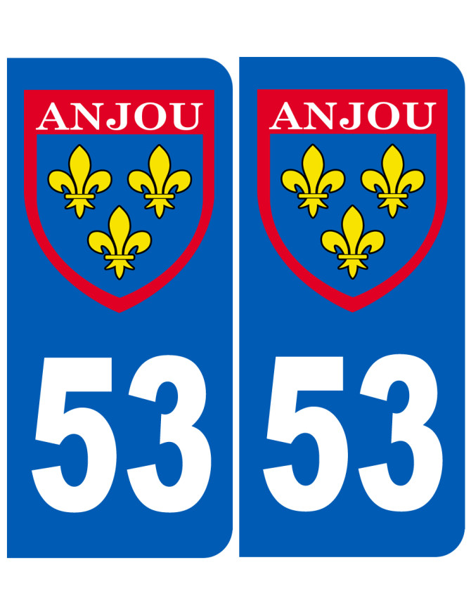 Immatriculation Anjou 53 Mayenne - Sticker/autocollant Immatriculation Anjou 53 Mayenne - Sticker/autocollant