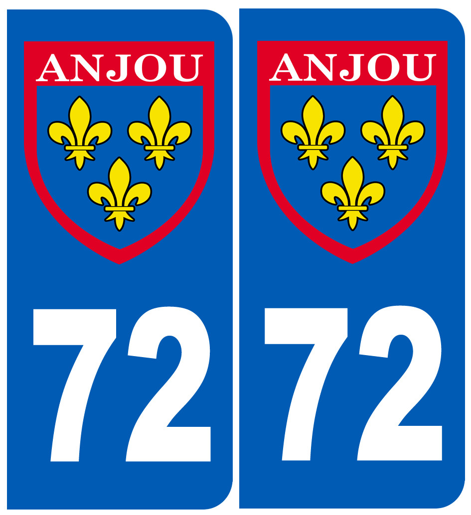 Immatriculation Anjou 72 Sarthe - Sticker/autocollant