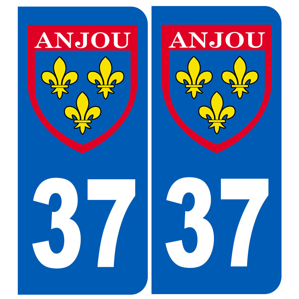 Immatriculation Anjou 37 Indre et Loire - Sticker/autocollant