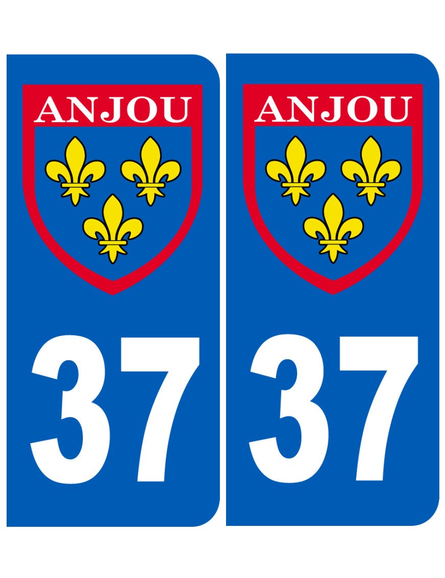 Immatriculation Anjou 37 Indre et Loire - Sticker/autocollant