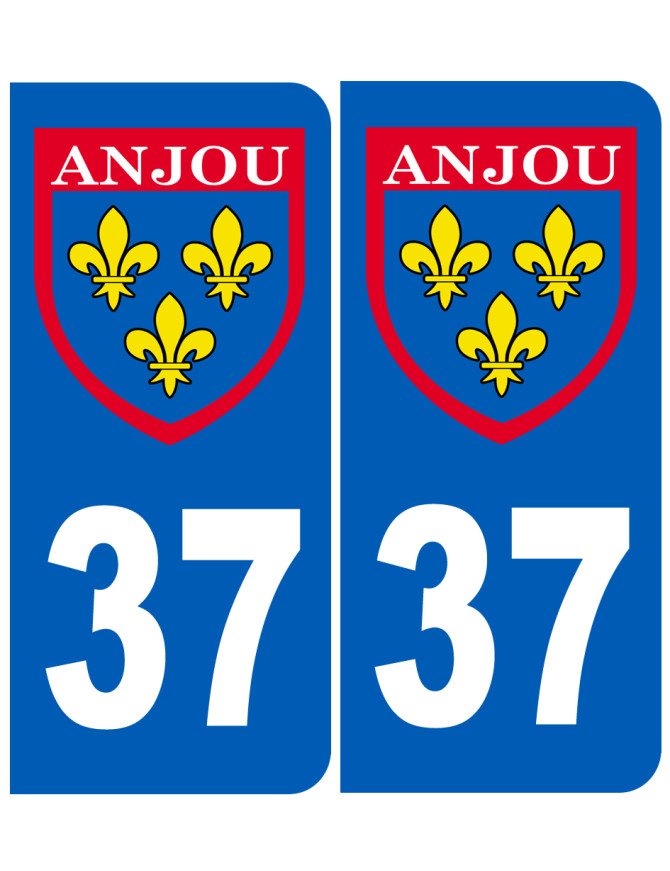 Immatriculation Anjou 37 Indre et Loire - Sticker/autocollant Immatriculation Anjou 37 Indre et Loire - Sticker/autocollant