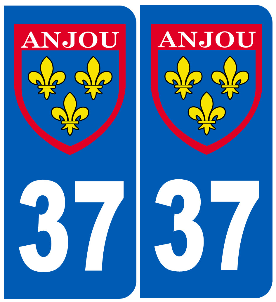Immatriculation Anjou 37 Indre et Loire - Sticker/autocollant