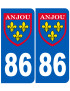 Immatriculation Anjou 86 Vienne - Sticker/autocollant