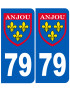 Immatriculation Anjou 79 Deux Sèvres - Sticker/autocollant
