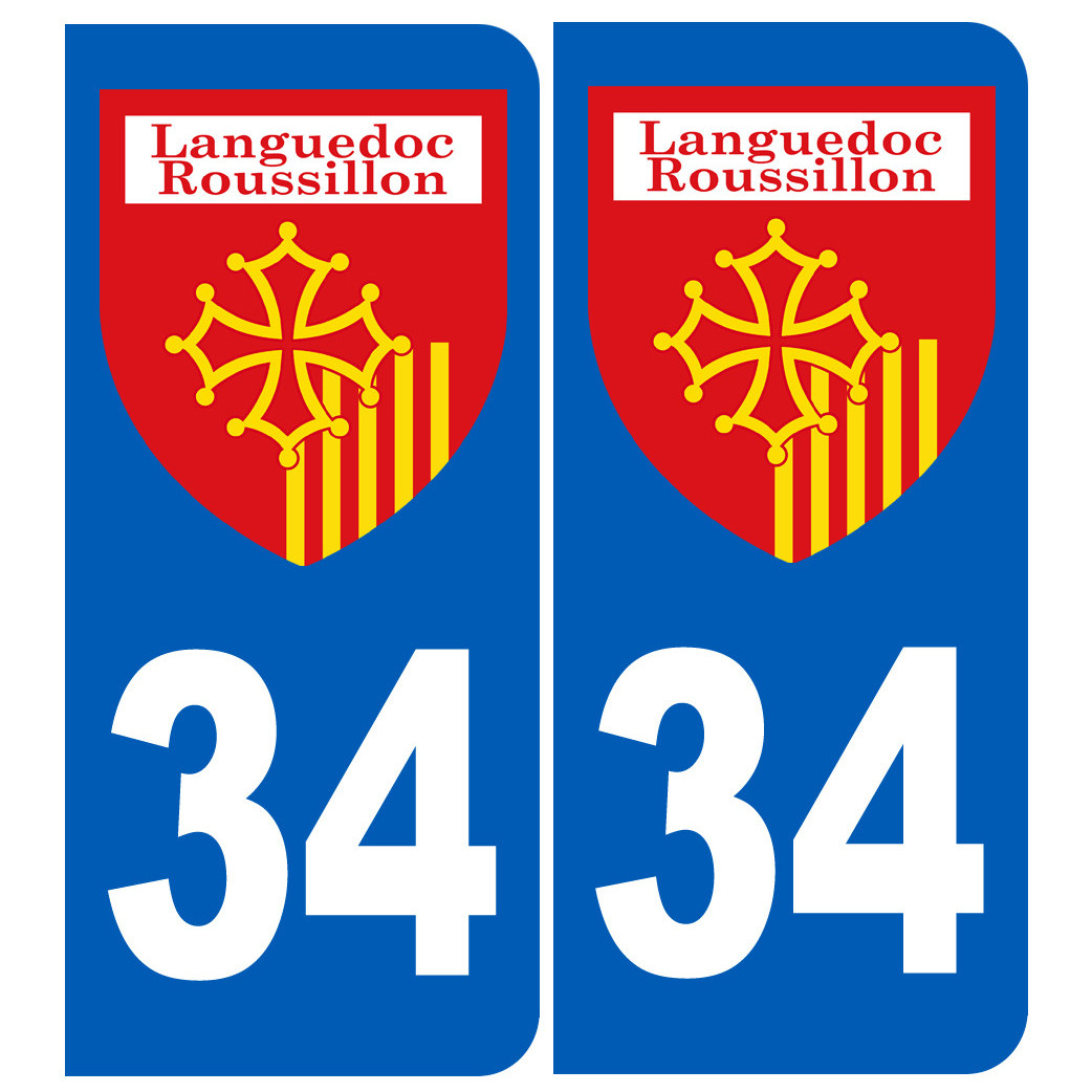 Immatriculation Languedoc-Roussillon 34 - Sticker/autocollant