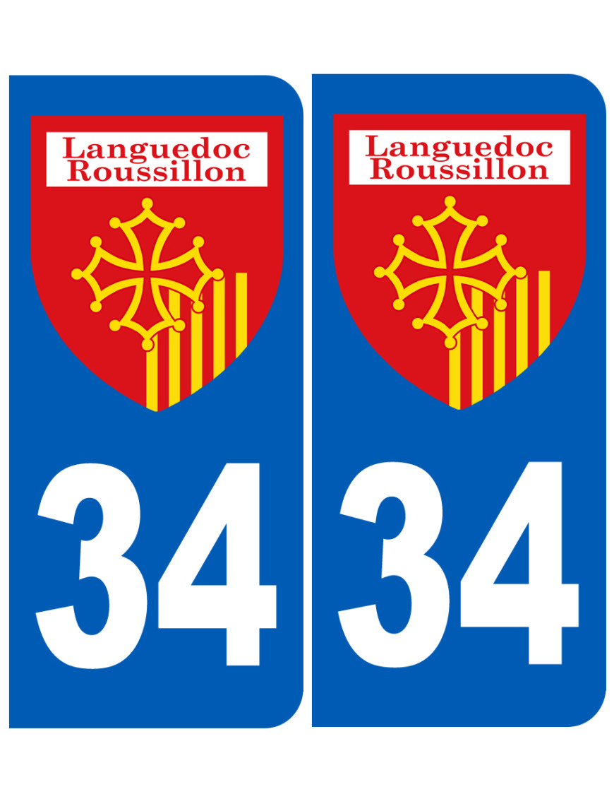 Immatriculation Languedoc-Roussillon 34 - Sticker/autocollant