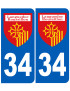 Immatriculation Languedoc-Roussillon 34 - Sticker/autocollant