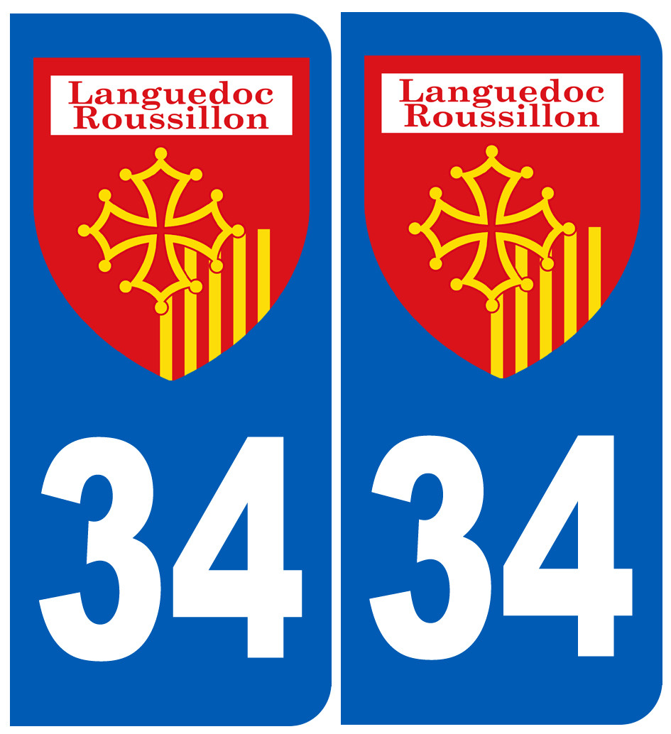 Immatriculation Languedoc-Roussillon 34 - Sticker/autocollant