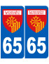 Immatriculation Languedoc-Roussillon 65 - Sticker/autocollant
