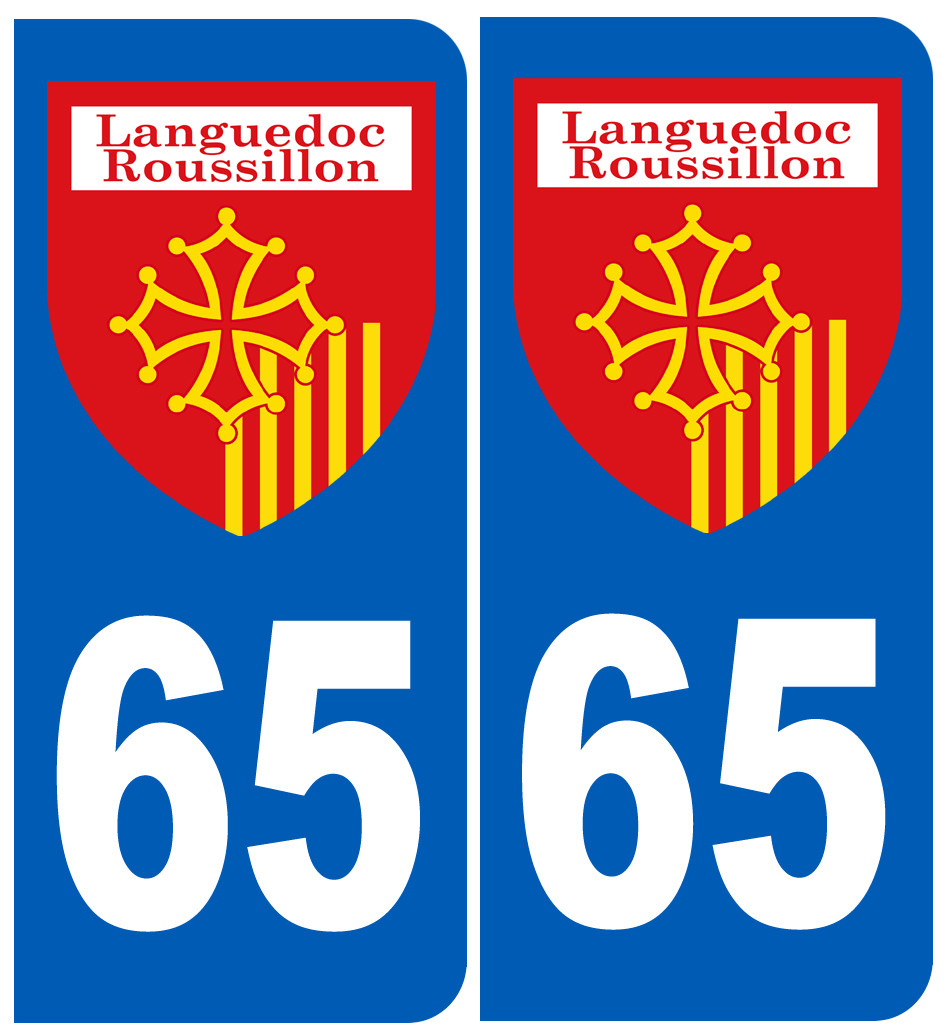 Immatriculation Languedoc-Roussillon 65 - Sticker/autocollant