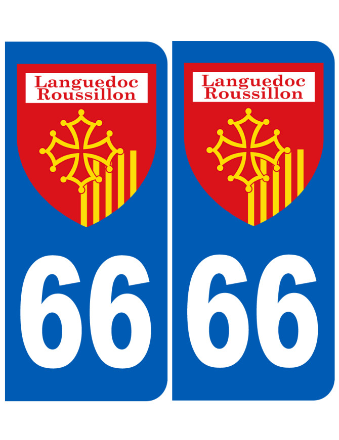 Immatriculation Languedoc-Roussillon 66 - Sticker/autocollant Immatriculation Languedoc-Roussillon 66 - Sticker/autocollant