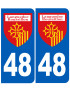 Immatriculation Languedoc-Roussillon 48 - Sticker/autocollant