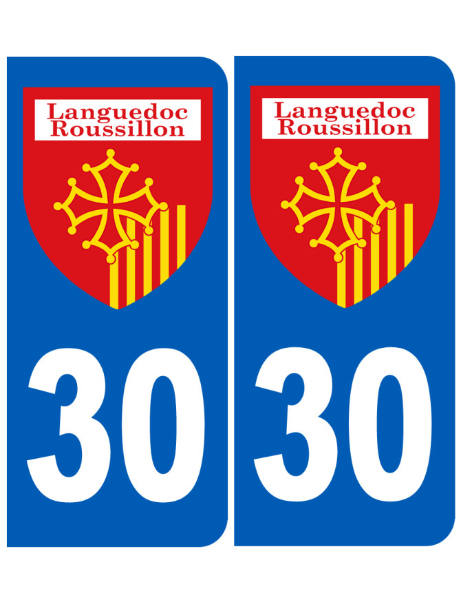Immatriculation Languedoc-Roussillon 30 - Sticker/autocollant Immatriculation Languedoc-Roussillon 30 - Sticker/autocollant