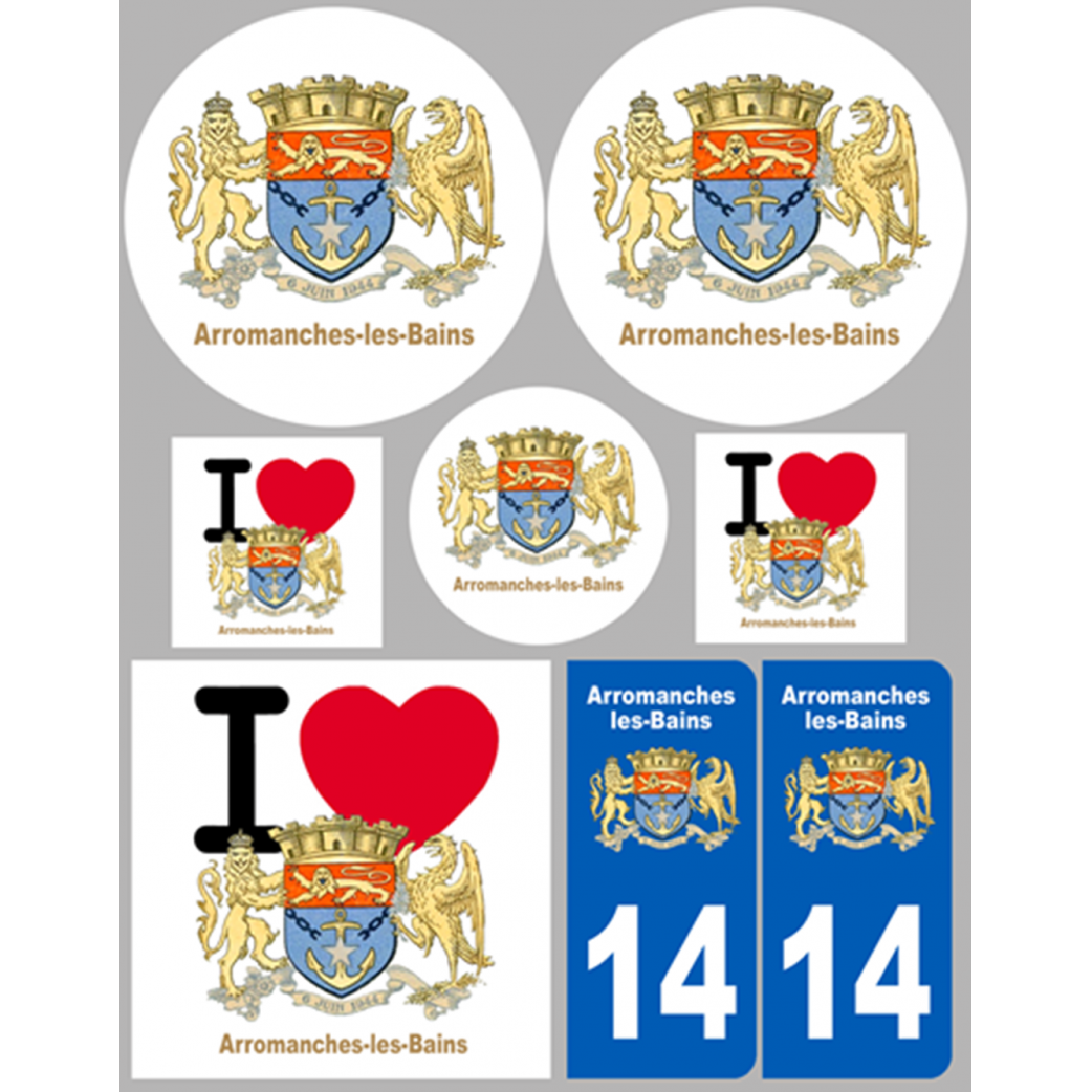 Arromanches-les-Bains - 8 autocollants variés - Sticker/autocollant