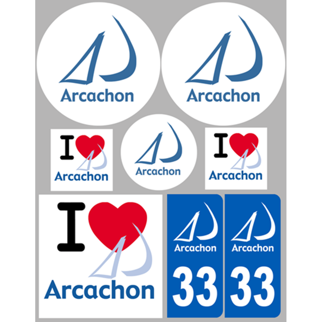 Arcachon 33 (8 autocollants variés) - Sticker/autocollant