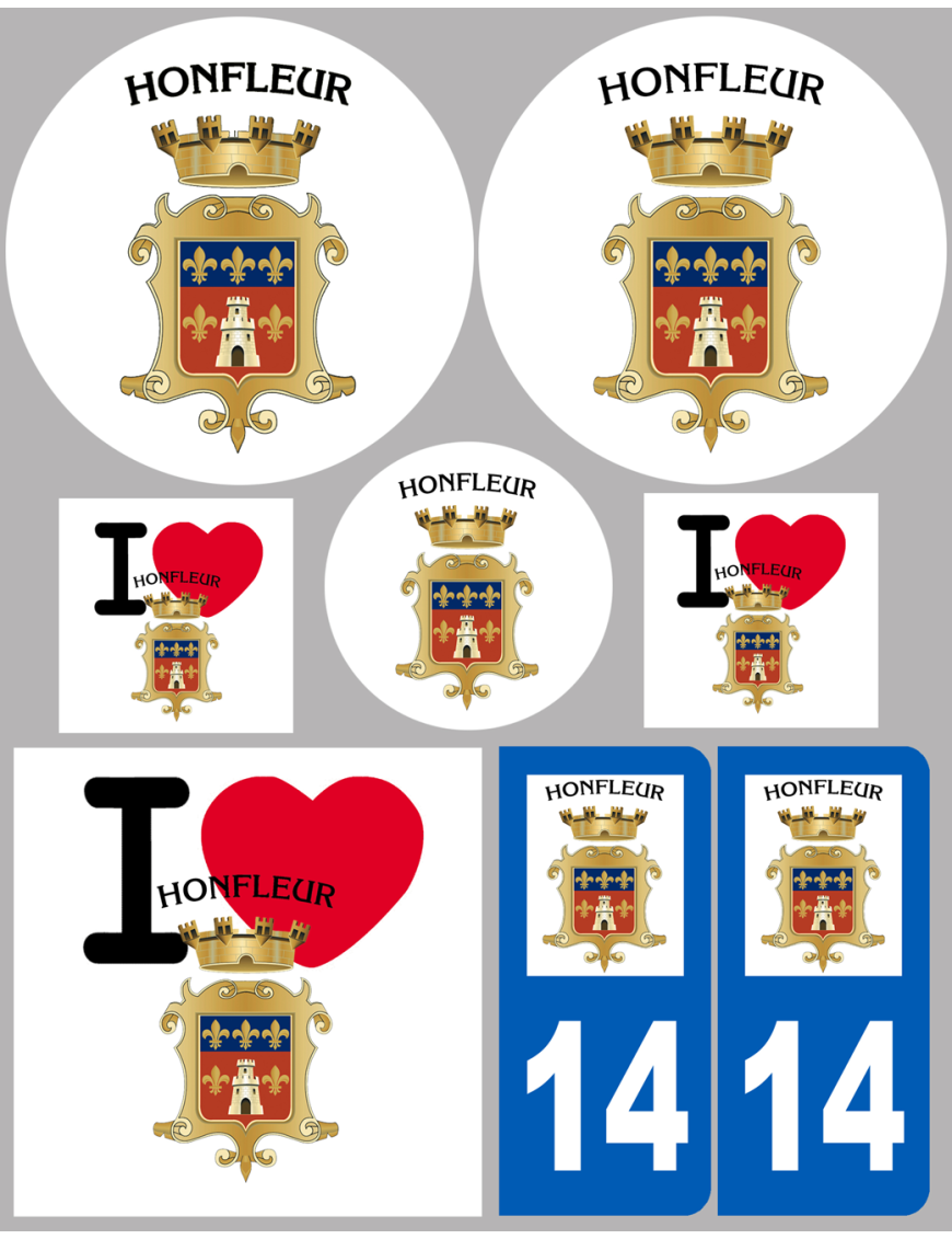 Honfleur - 8 autocollants variés - Sticker/autocollant