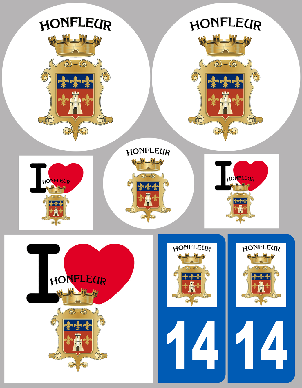 Honfleur - 8 autocollants variés - Sticker/autocollant