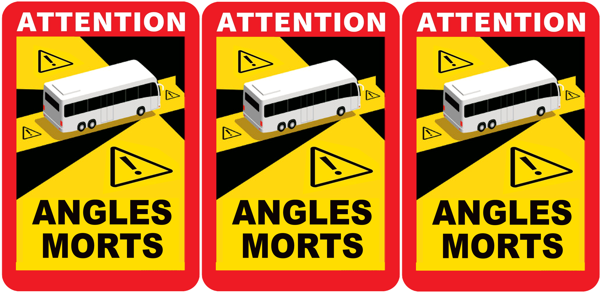 Angles morts bus et car - 3 stickers de 17x25cm - Sticker/autocollant