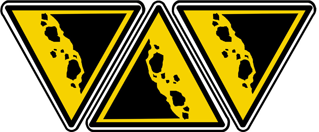 attention chute de pierre (3fois 10x9cm) - Sticker/autocollant