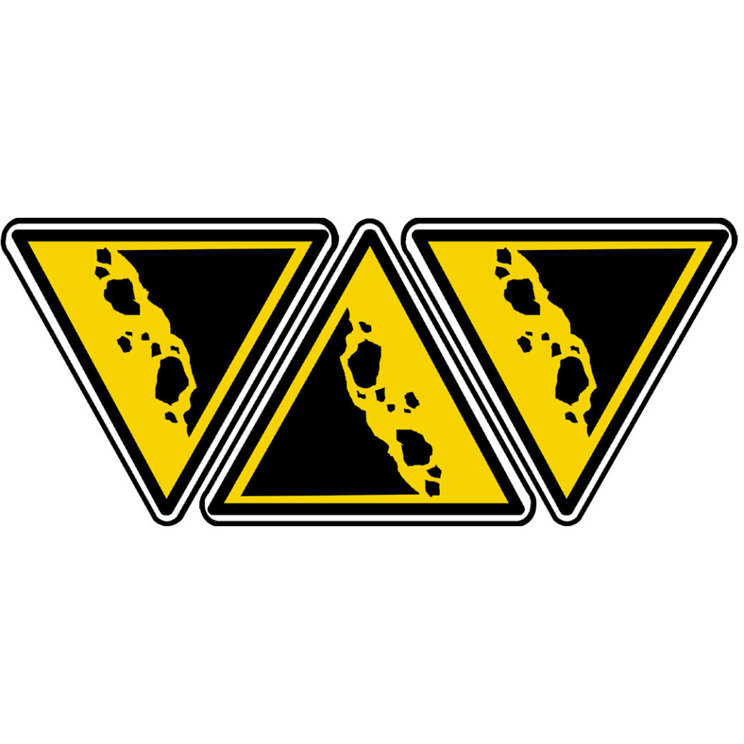 attention chute de pierre (3 fois 5x4.5cm) - Sticker/autocollant