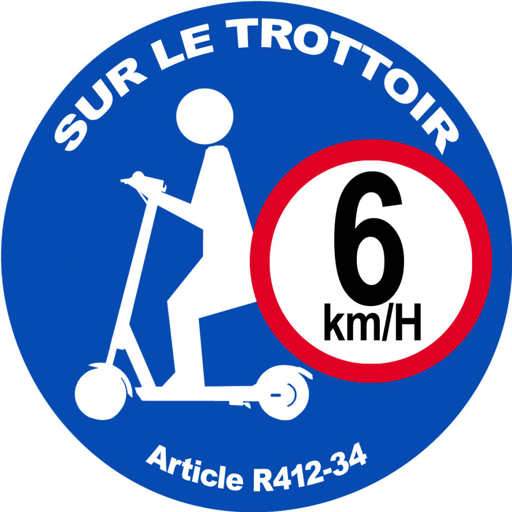 Trottinette trottoir 6 KmH - 20cm - Sticker/autocollant