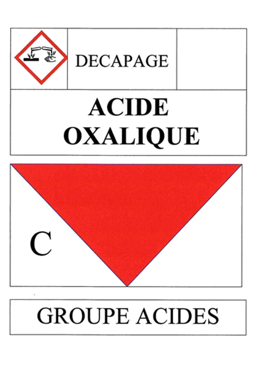 Acide oxalique (14,5x21cm) - sticker / autocollant