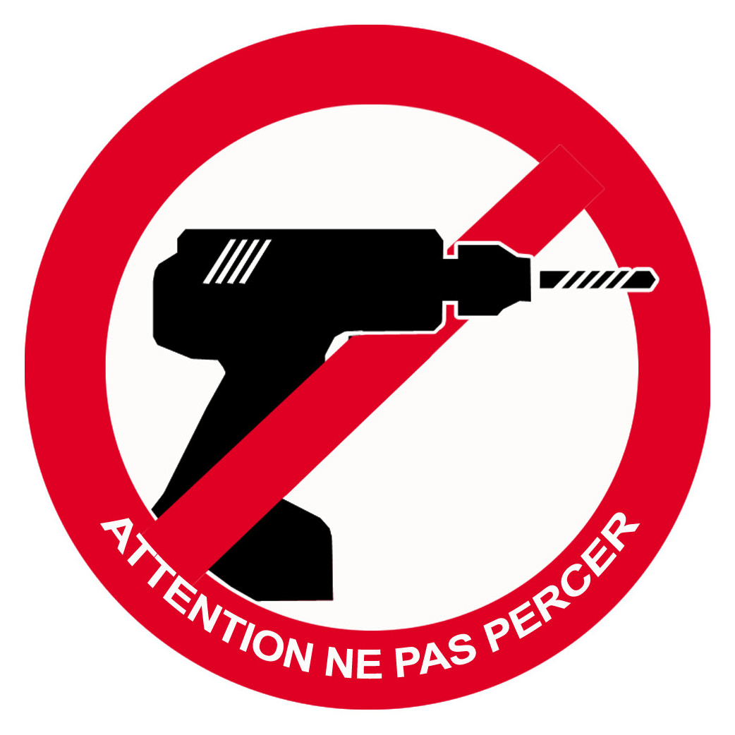 Attention ne pas percer - 15x15cm - Sticker/autocollant