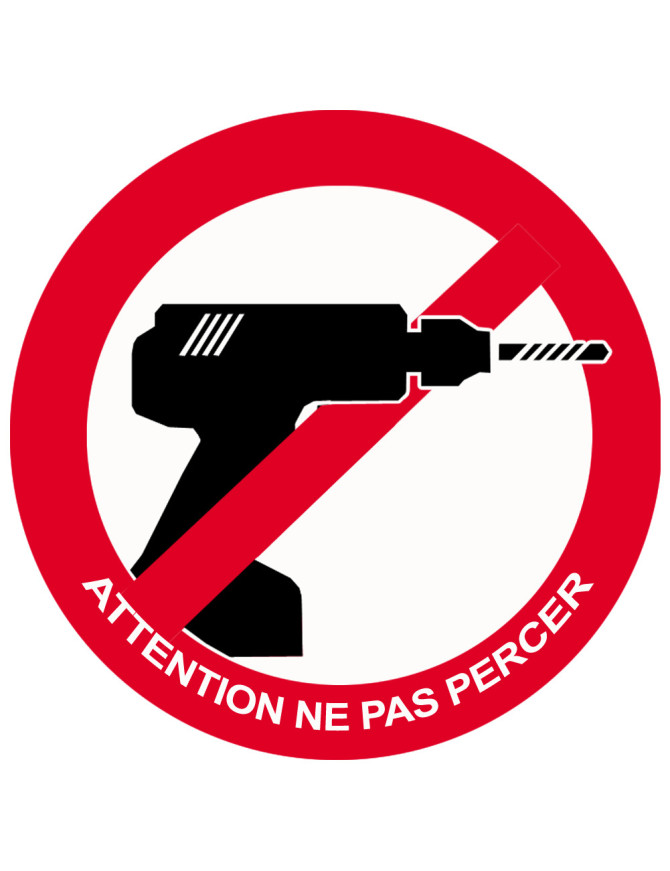Attention ne pas percer - 20x20cm - Sticker/autocollant