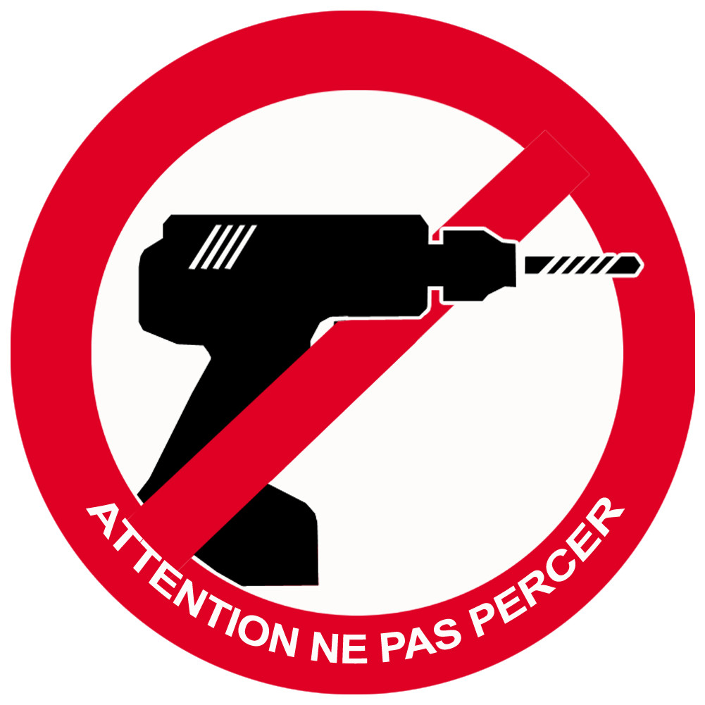 Attention ne pas percer - 20x20cm - Sticker/autocollant