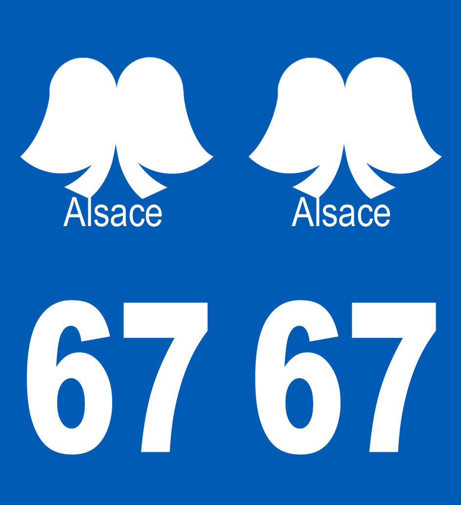 immatriculation 67 (Bas-Rhin) coiffe - Sticker/autocollant