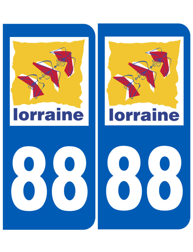 immatriculation 88 Lorraine - Sticker/autocollant immatriculation 88 Lorraine - Sticker/autocollant