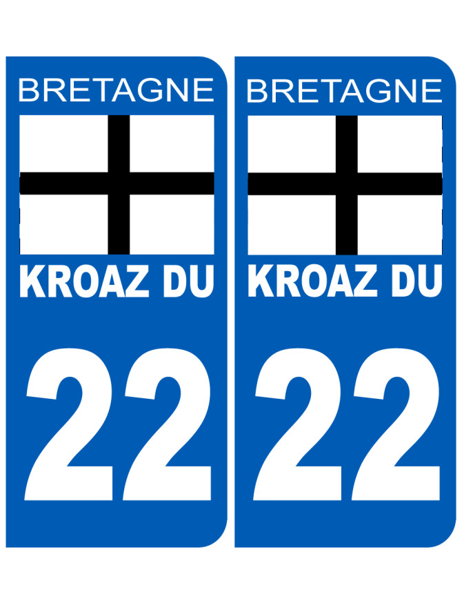 Immatriculation 22 Kroaz-Du - Sticker/autocollant Immatriculation 22 Kroaz-Du - Sticker/autocollant