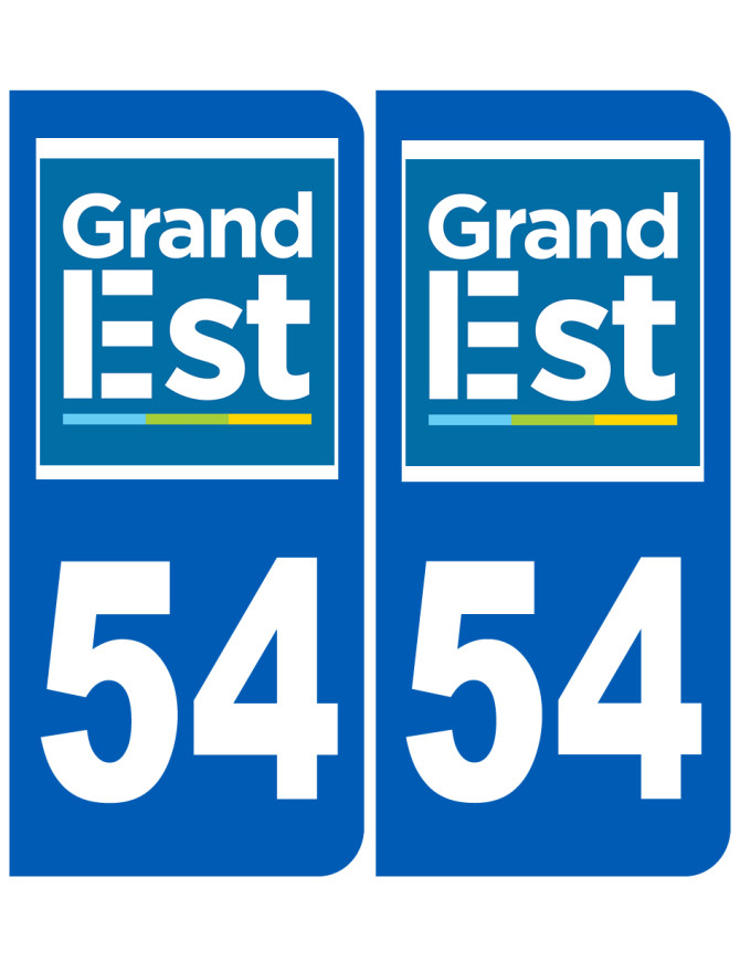 Immatriculation 54 Grand Est - Sticker/autocollant Immatriculation 54 Grand Est - Sticker/autocollant