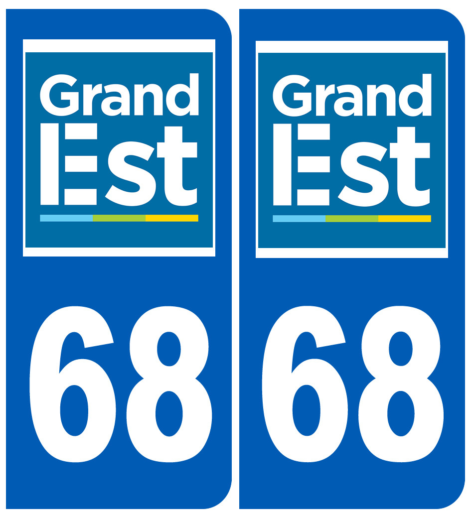 Immatriculation 68 Grand Est - Sticker/autocollant