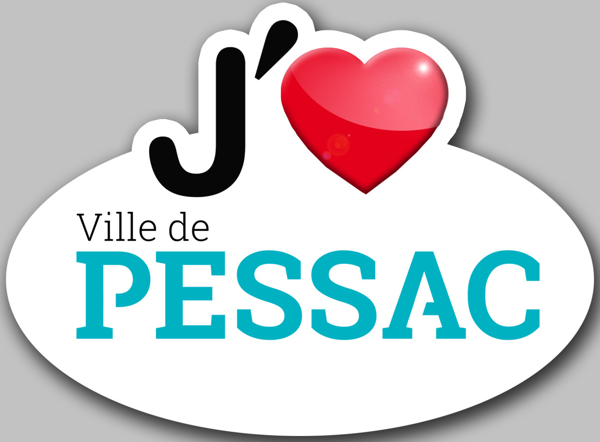 j'aime PESSAC - 15x11cm - Sticker/autocollant