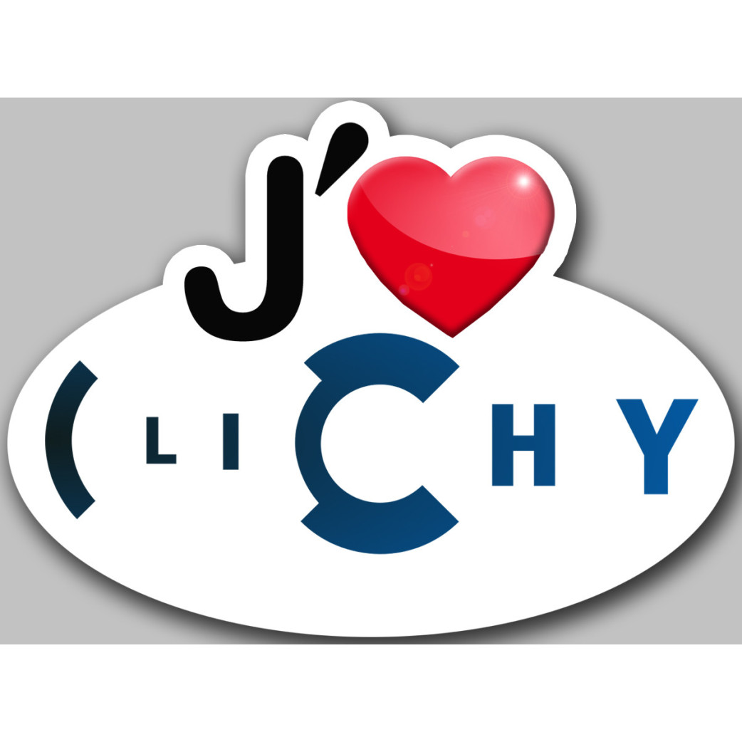 j'aime Clichy - 15x11cm - Sticker/autocollant