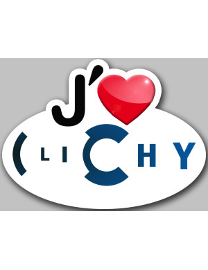 j'aime Clichy - 15x11cm - Sticker/autocollant