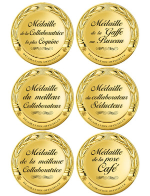 Planche des médailles au bureau (6 fois10cm) - Sticker/autocollant