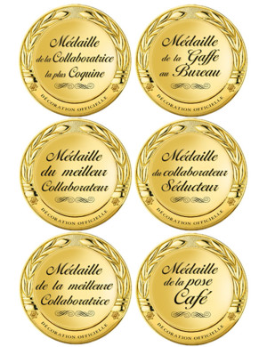 Kit Médailles au bureau - 6fois 10cm - Sticker/autocollant