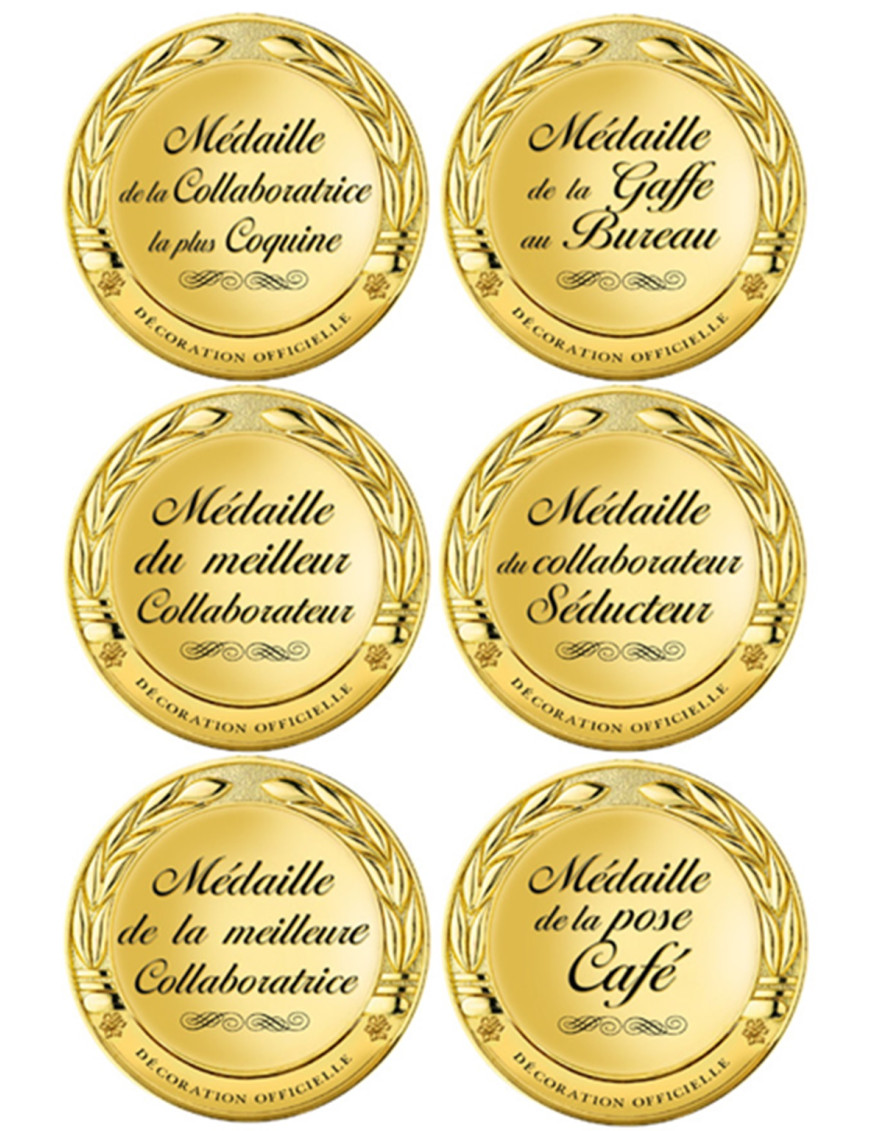 Kit Médailles au bureau - 6fois 10cm - Sticker/autocollant