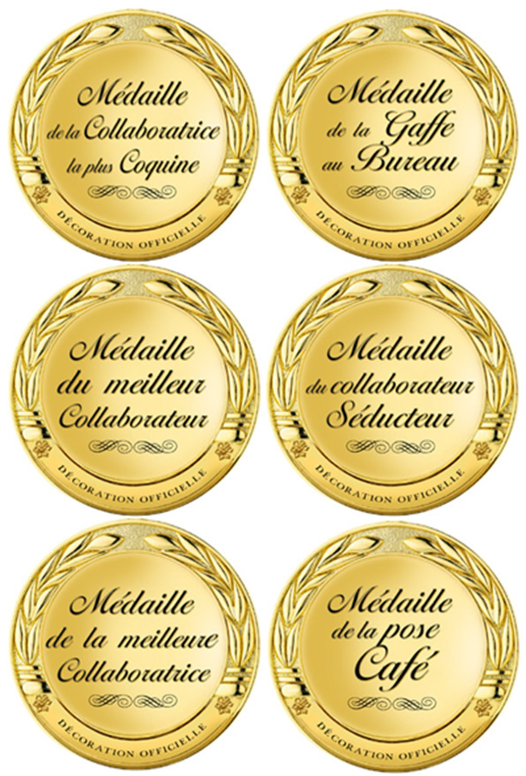 Planche des médailles au bureau (6 fois10cm) - Sticker/autocollant