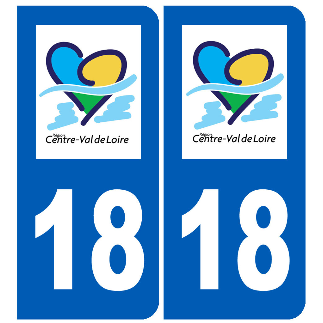 immatriculation 18 Centre Val de Loire - Sticker/autocollant