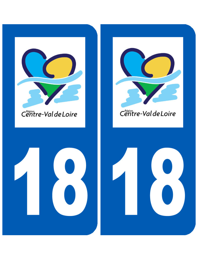 immatriculation 18 Centre Val de Loire - Sticker/autocollant immatriculation 18 Centre Val de Loire - Sticker/autocollant