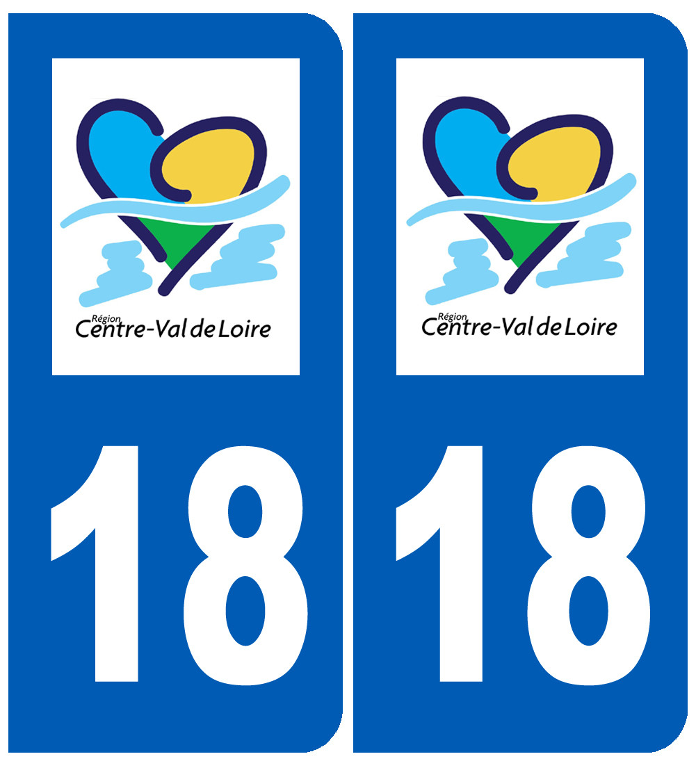immatriculation 18 Centre Val de Loire - Sticker/autocollant