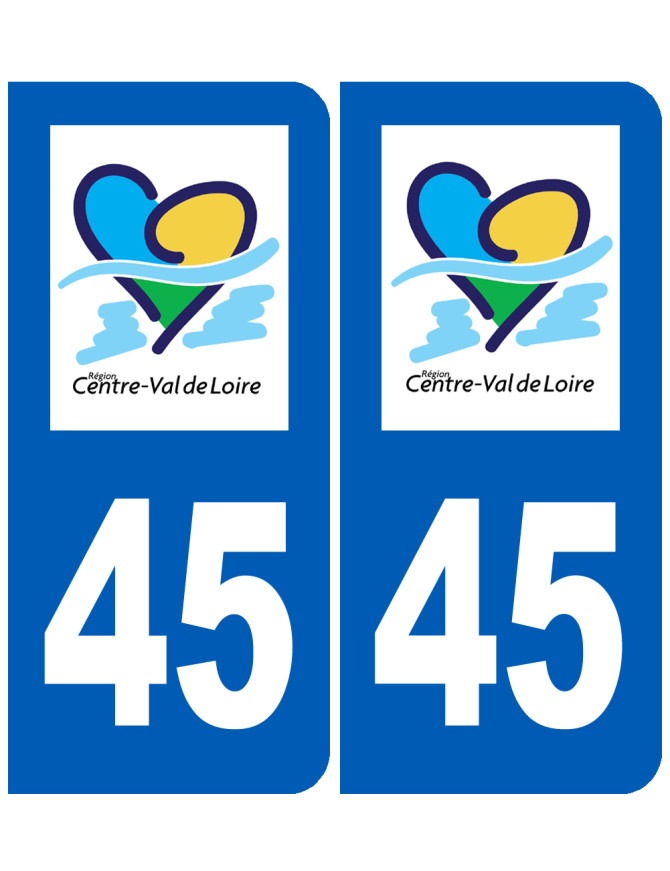 immatriculation 45 Centre Val de Loire - Sticker/autocollant immatriculation 45 Centre Val de Loire - Sticker/autocollant