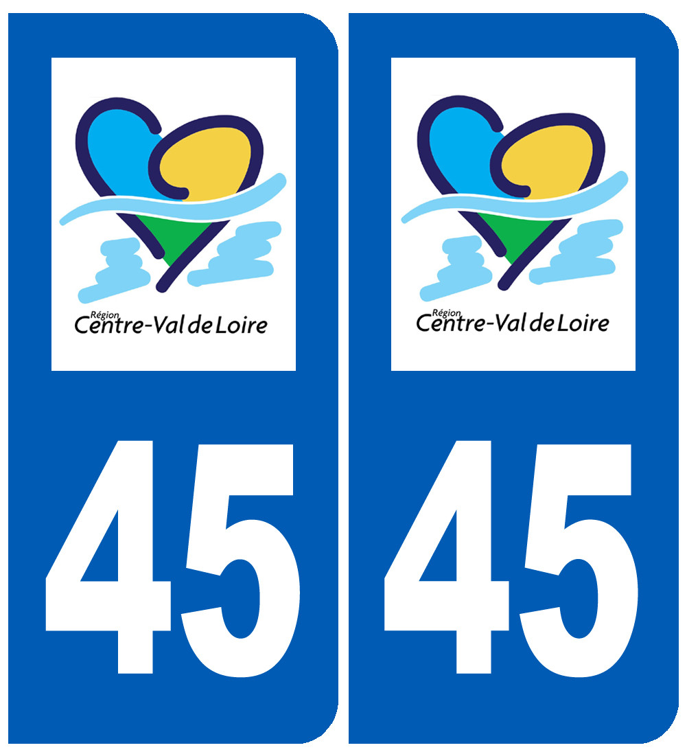 immatriculation 45 Centre Val de Loire - Sticker/autocollant