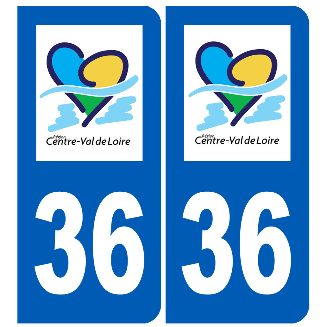 immatriculation 36 Centre Val de Loire - Sticker/autocollant